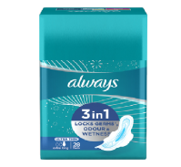 ALWAYS 3IN1 LOCKS GERMS ULTRA THIN EXTRA LONG 28S